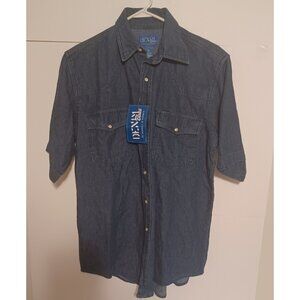 DENIM BLUES BY MERRILL & FORBES MEN’S DENIM SHIRT SMALL BLUE SHORT SLEEVES